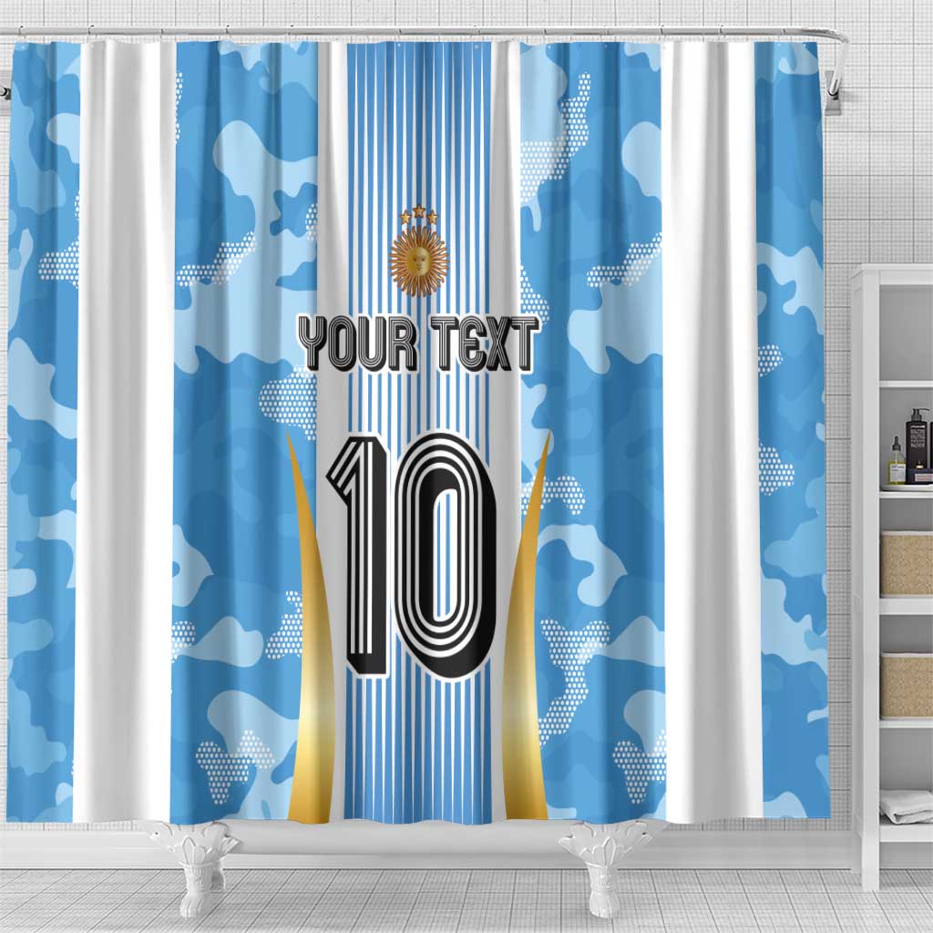 Custom Argentina Football Shower Curtain La Albiceleste Three Times The Best in The World LT03