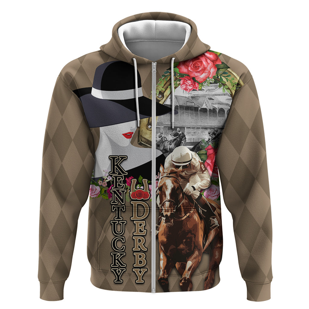 Kentucky Racing Horses Derby Hat Woman Hoodie Churchill Downs and Shoehorse Roses LT03