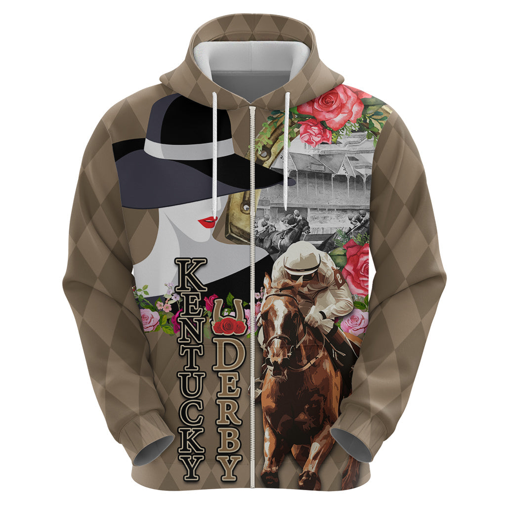 Kentucky Racing Horses Derby Hat Woman Hoodie Churchill Downs and Shoehorse Roses LT03