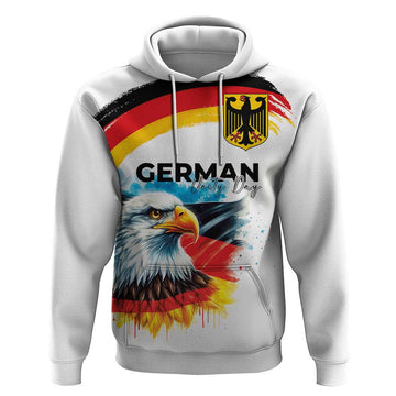 German Unity Day Hoodie Germany Flag with Eagle Head and Emblem LT03