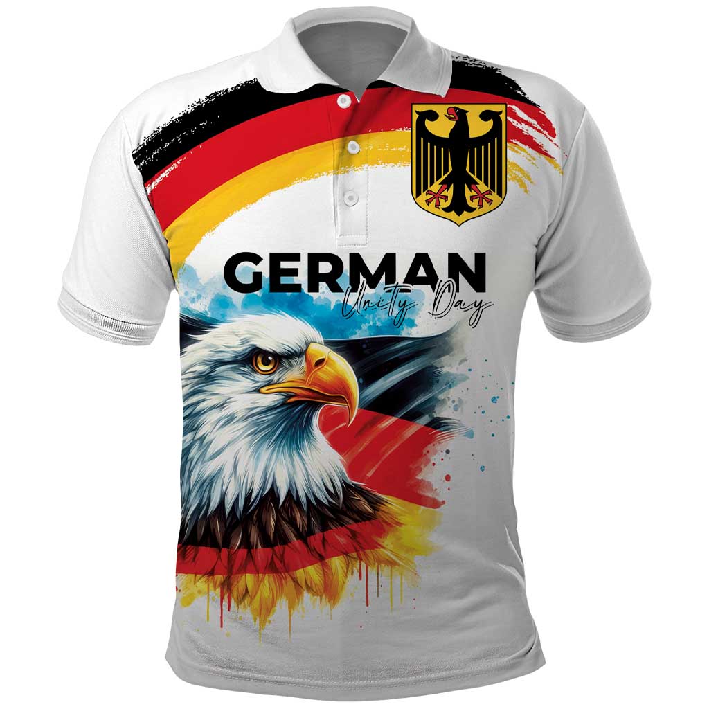 German Unity Day Polo Shirt Germany Flag with Eagle Head and Emblem LT03