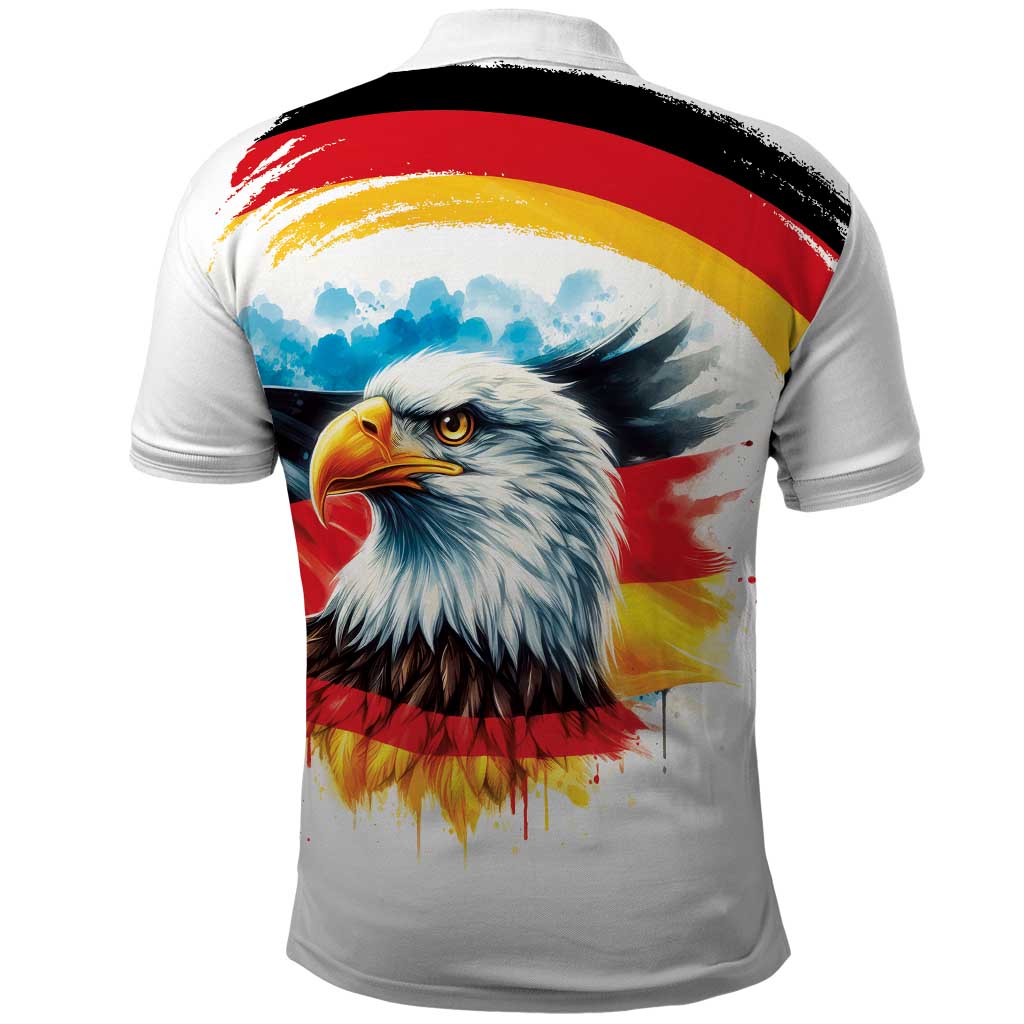 German Unity Day Polo Shirt Germany Flag with Eagle Head and Emblem LT03