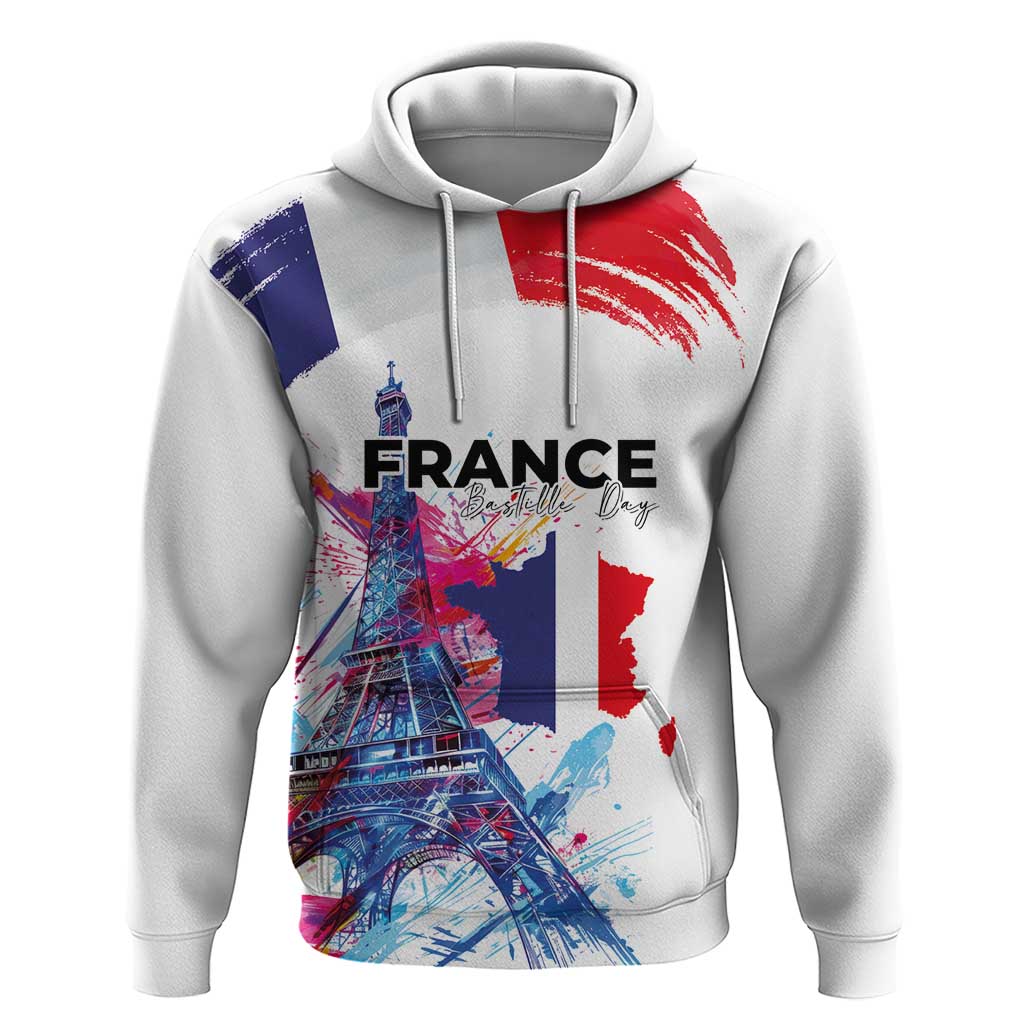 Bastille Day Hoodie Eiffel Tower Brush Strokes Colorful with The Map LT03