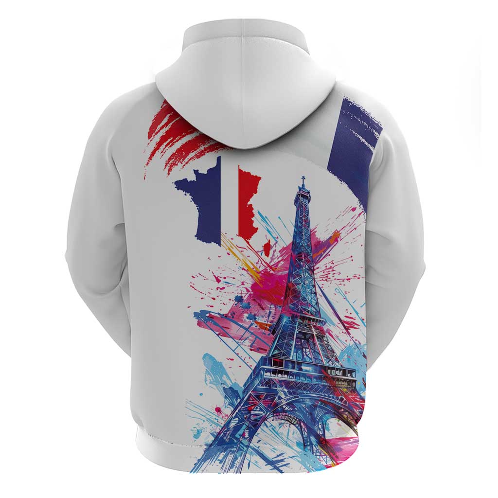 Bastille Day Hoodie Eiffel Tower Brush Strokes Colorful with The Map LT03