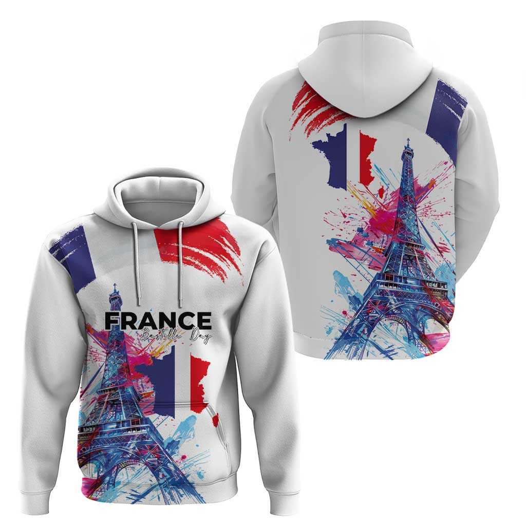 Bastille Day Hoodie Eiffel Tower Brush Strokes Colorful with The Map LT03