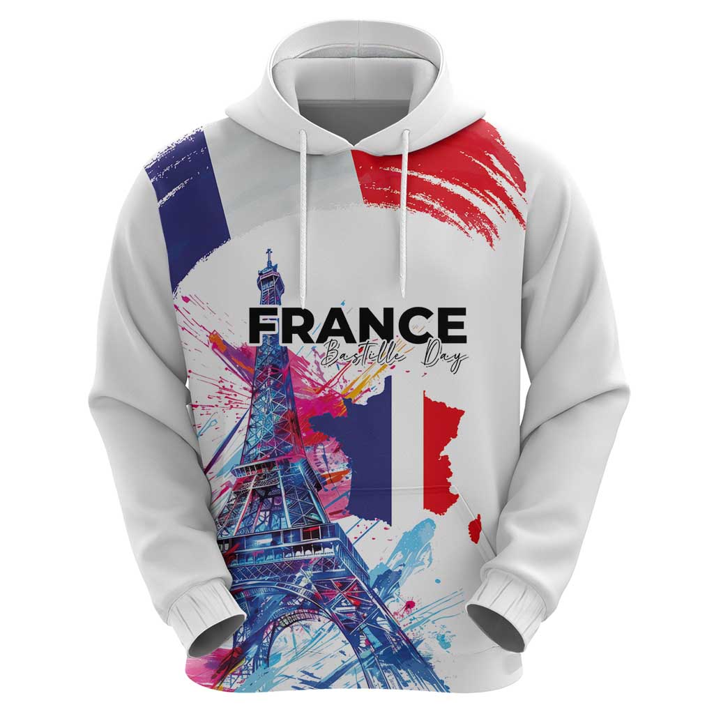 Bastille Day Hoodie Eiffel Tower Brush Strokes Colorful with The Map LT03