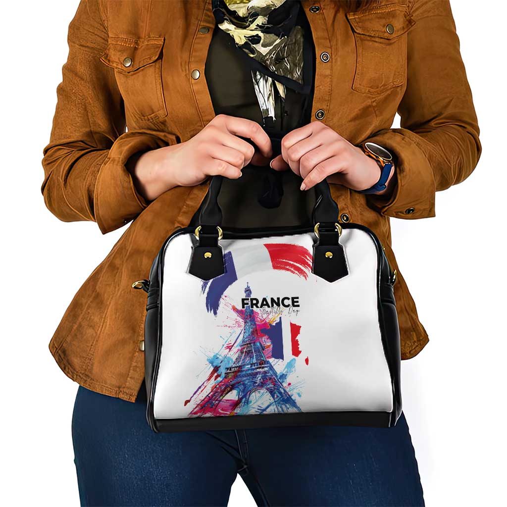 Bastille Day Shoulder Handbag Eiffel Tower Brush Strokes Colorful with The Map LT03
