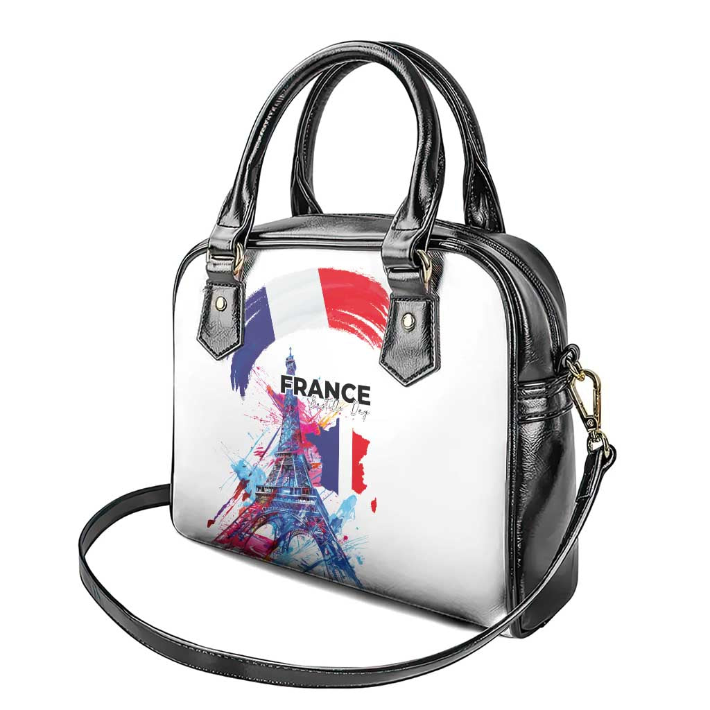 Bastille Day Shoulder Handbag Eiffel Tower Brush Strokes Colorful with The Map LT03
