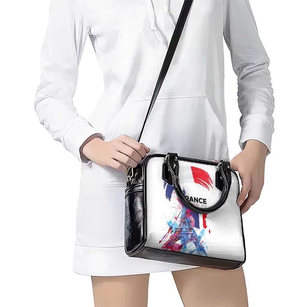 Bastille Day Shoulder Handbag Eiffel Tower Brush Strokes Colorful with The Map LT03