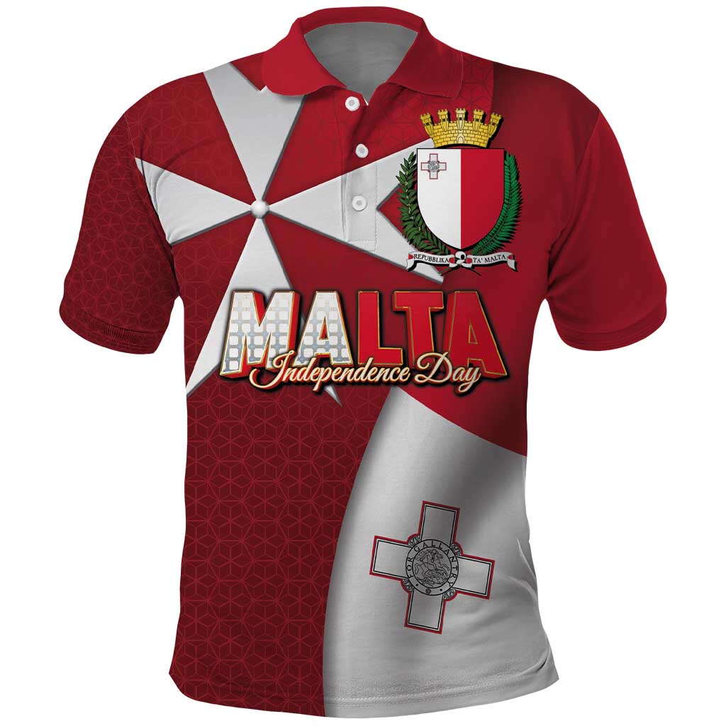 Malta Independence Day Polo Shirt National Flag with Maltese Cross and Emblem LT03