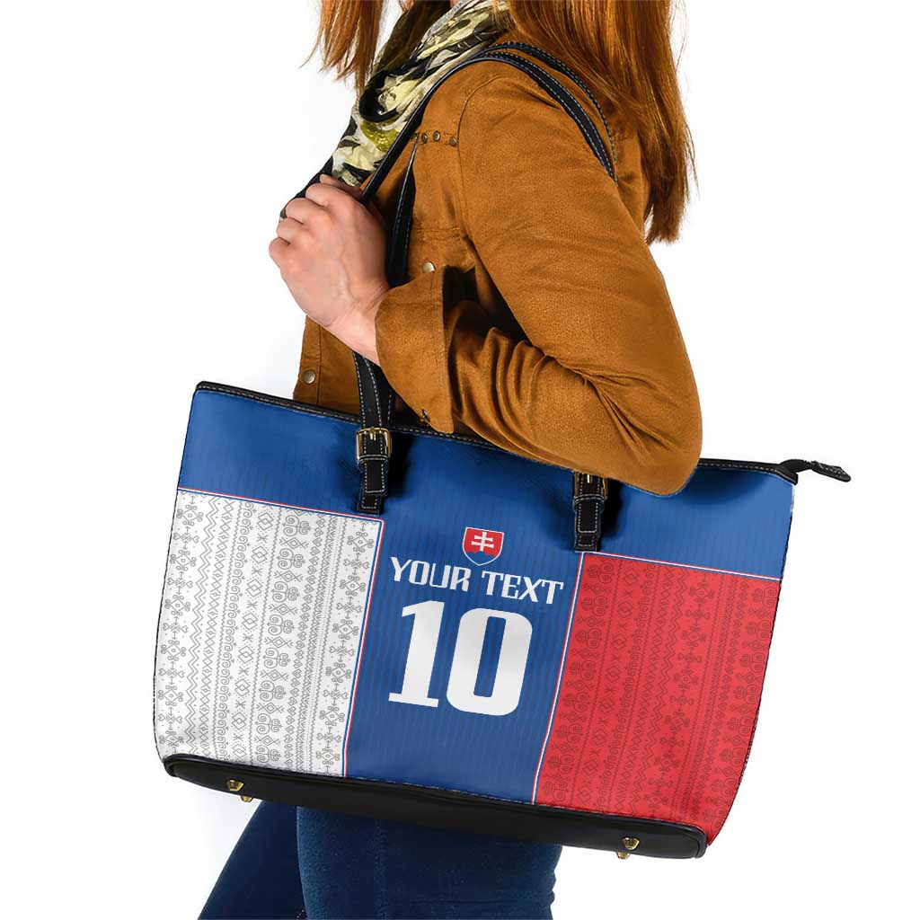 Custom Slovakia Football 2024 Go Champion Leather Tote Bag LT03