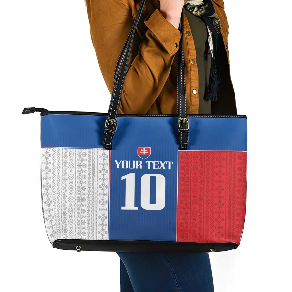 Custom Slovakia Football 2024 Go Champion Leather Tote Bag LT03