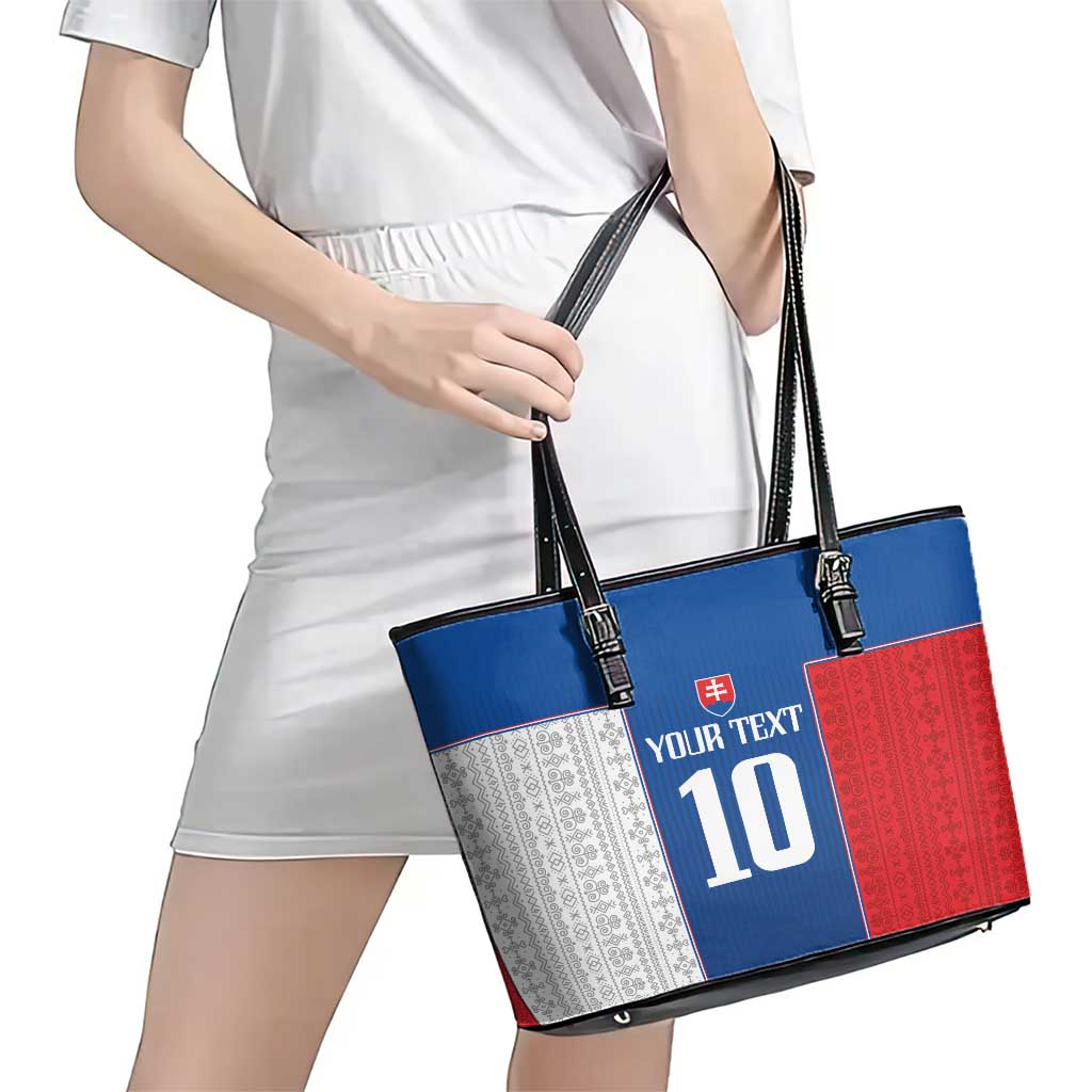 Custom Slovakia Football 2024 Go Champion Leather Tote Bag LT03