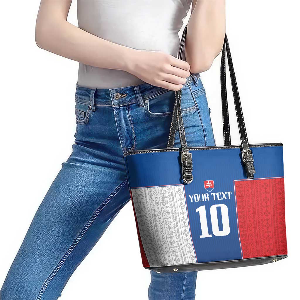 Custom Slovakia Football 2024 Go Champion Leather Tote Bag LT03