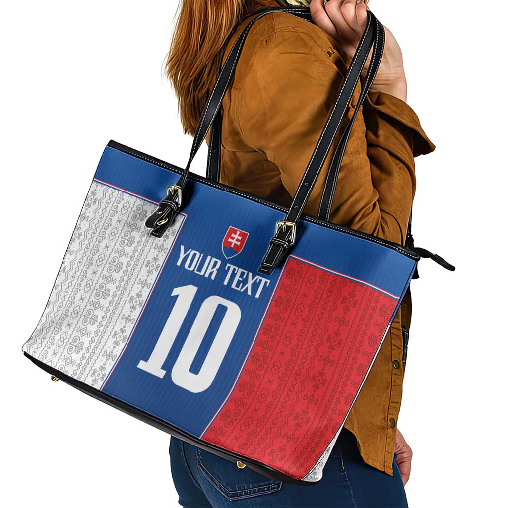 Custom Slovakia Football 2024 Go Champion Leather Tote Bag LT03