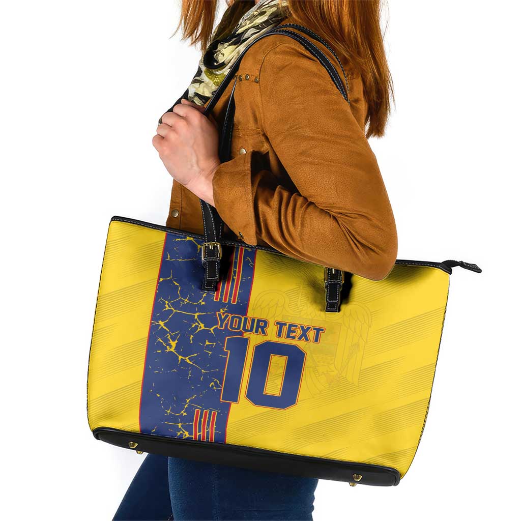 Custom Romania Football 2024 Go Champion Leather Tote Bag LT03