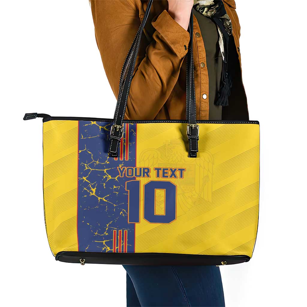 Custom Romania Football 2024 Go Champion Leather Tote Bag LT03