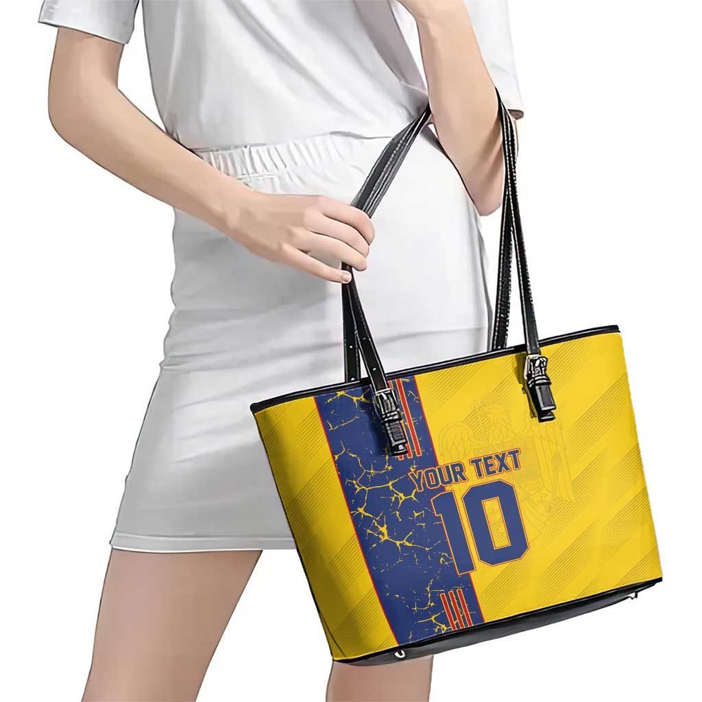 Custom Romania Football 2024 Go Champion Leather Tote Bag LT03