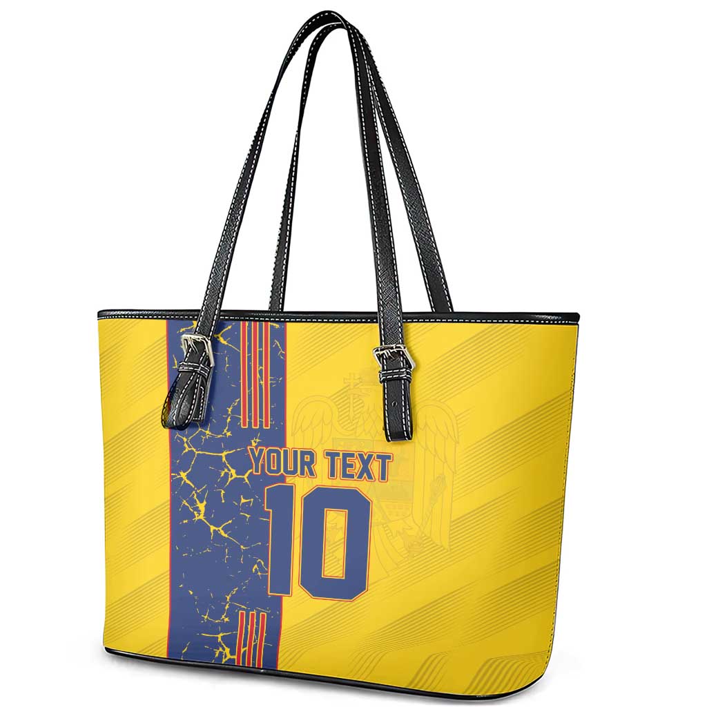 Custom Romania Football 2024 Go Champion Leather Tote Bag LT03