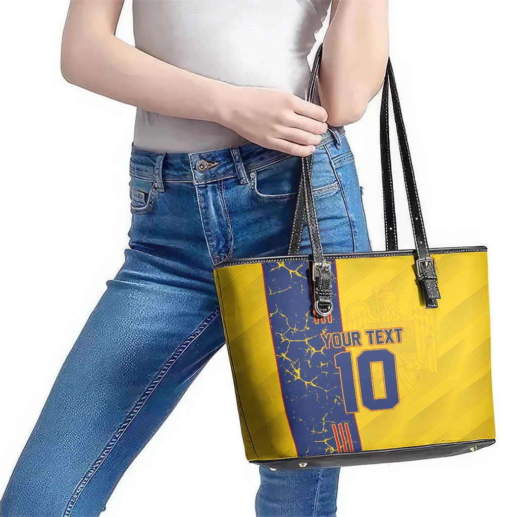 Custom Romania Football 2024 Go Champion Leather Tote Bag LT03