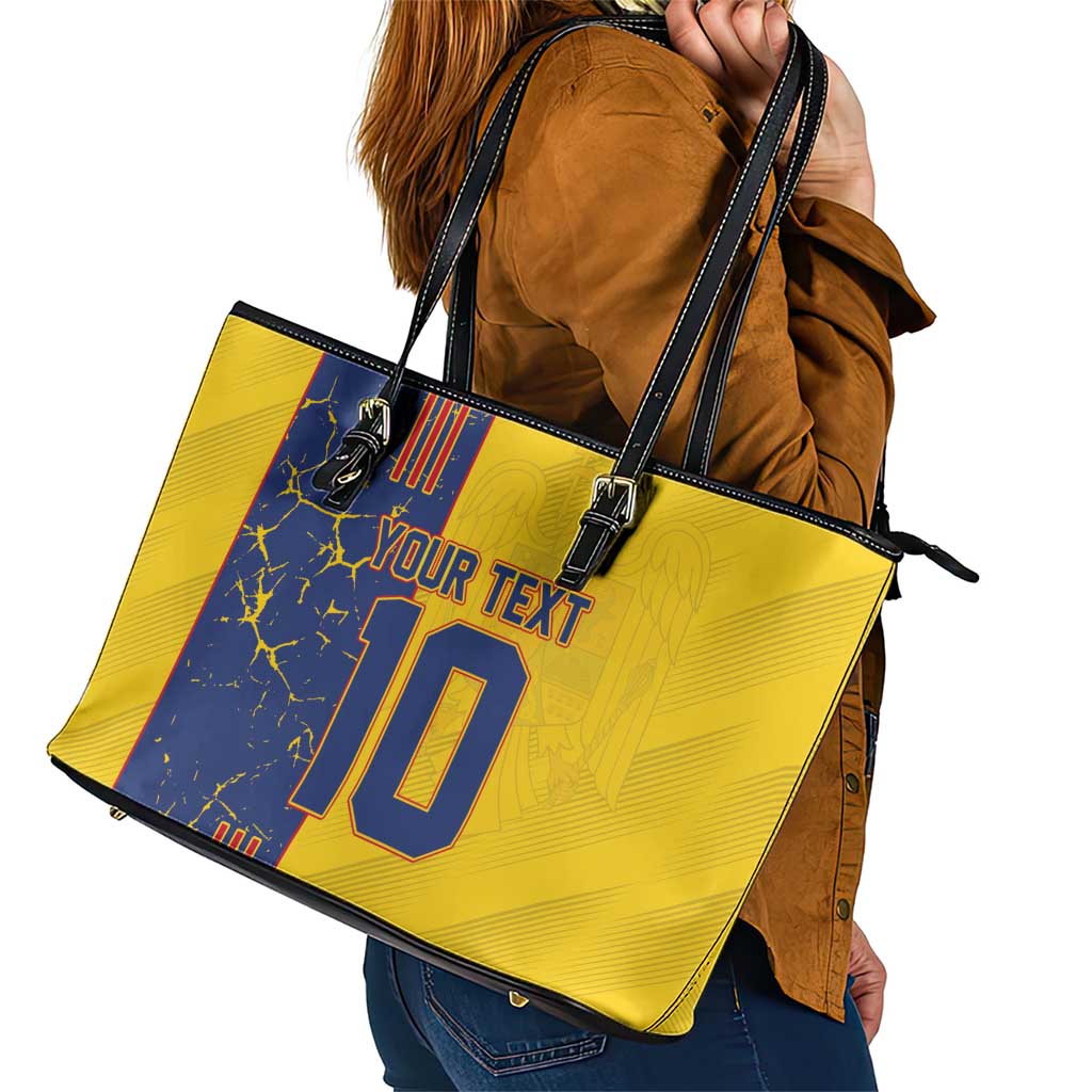 Custom Romania Football 2024 Go Champion Leather Tote Bag LT03