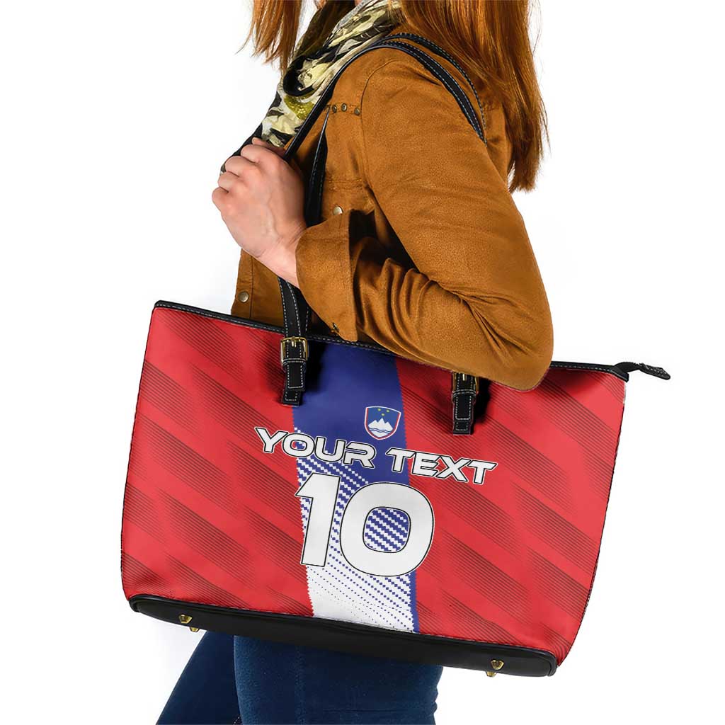 Custom Slovenia Football 2024 Go Champion Leather Tote Bag LT03