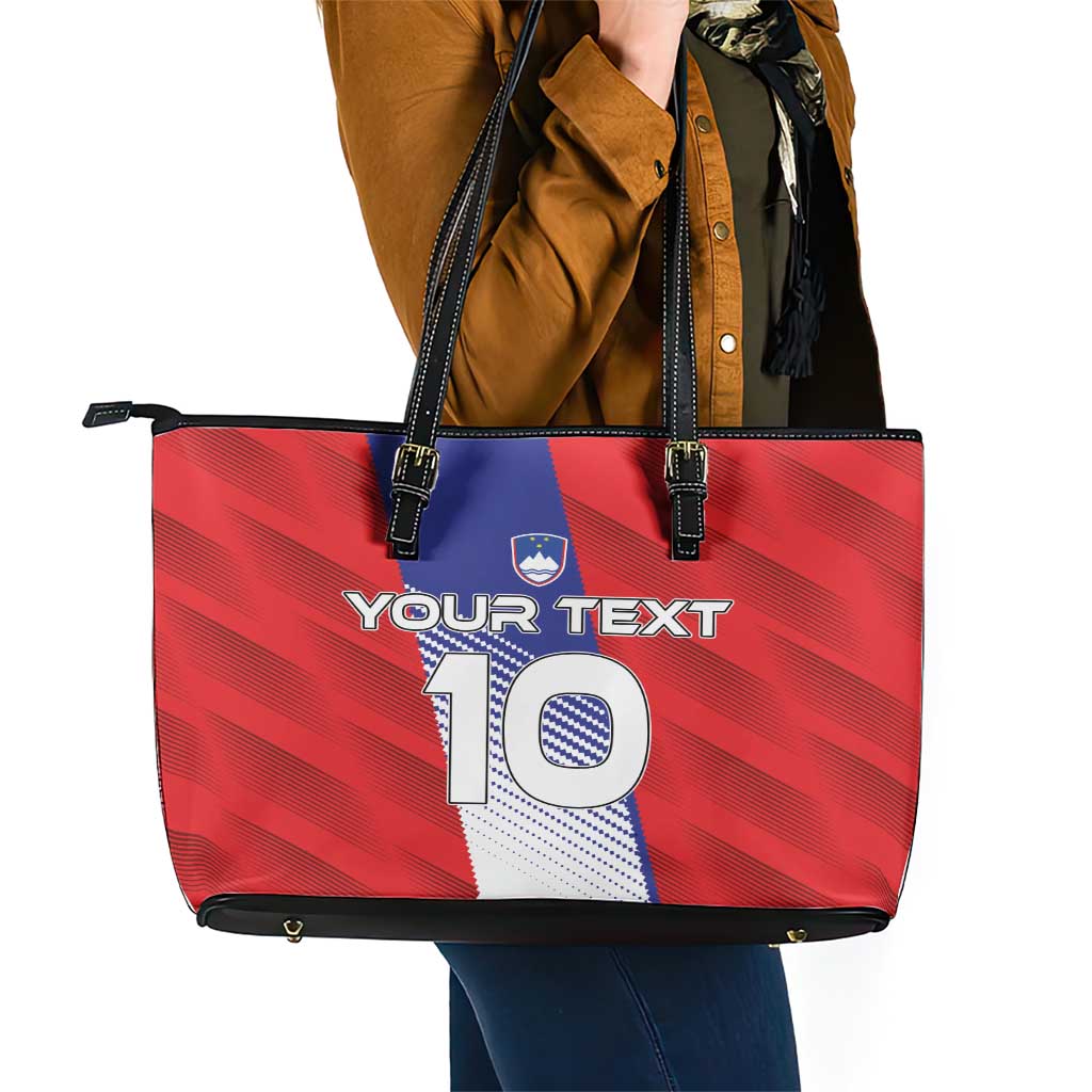 Custom Slovenia Football 2024 Go Champion Leather Tote Bag LT03