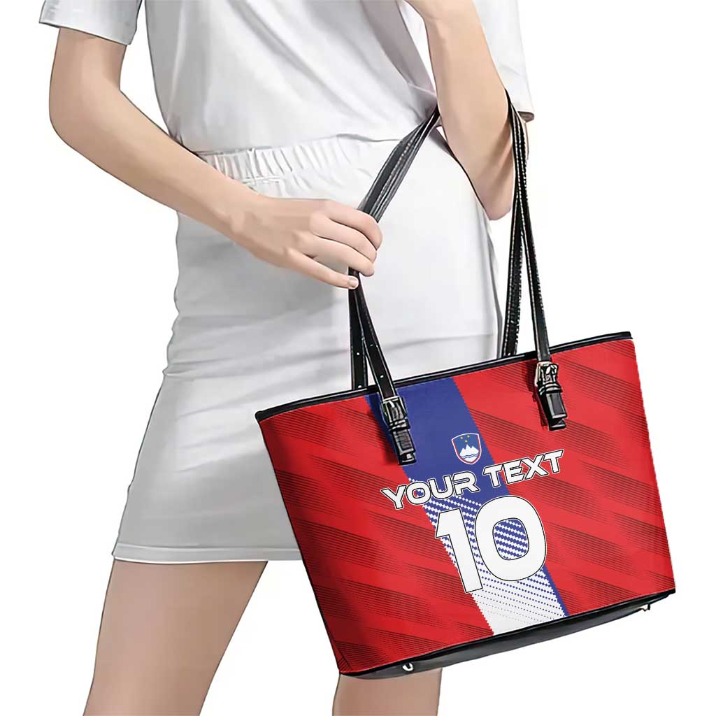 Custom Slovenia Football 2024 Go Champion Leather Tote Bag LT03