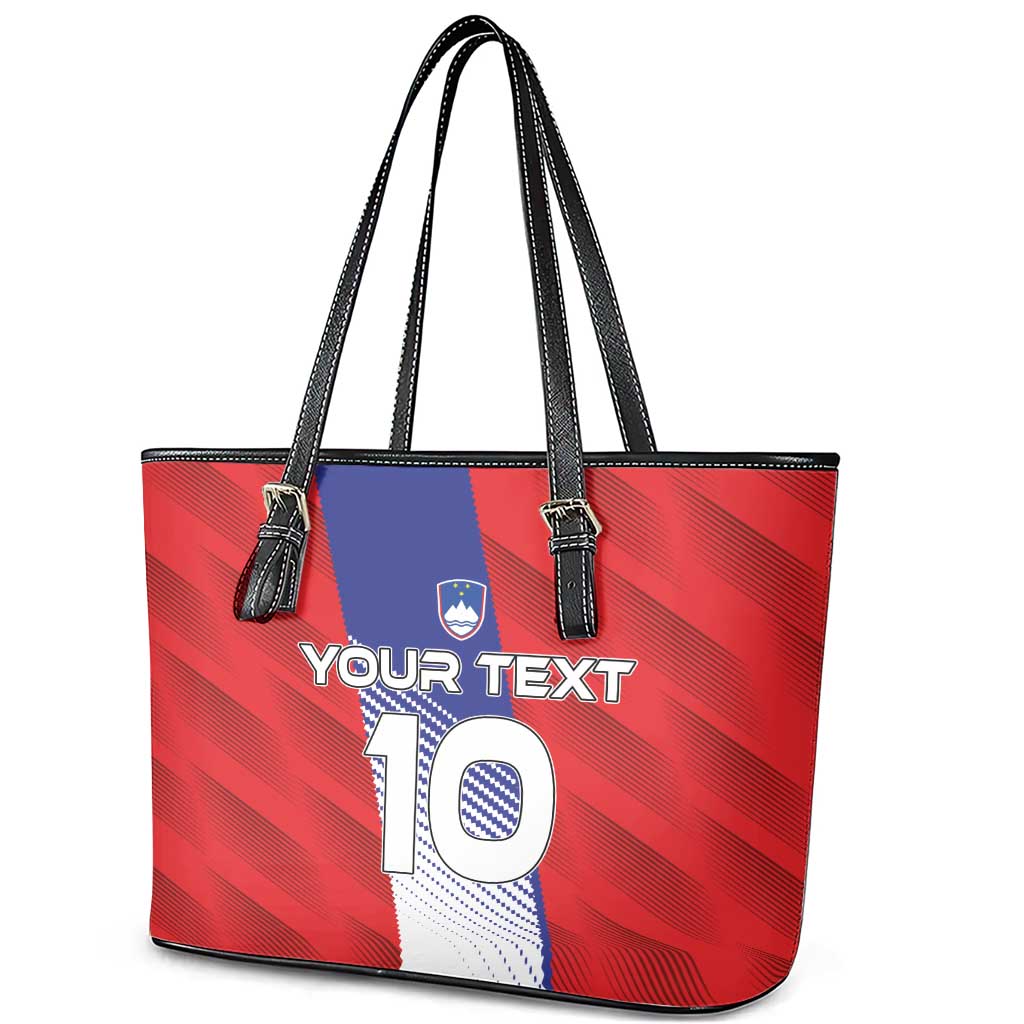 Custom Slovenia Football 2024 Go Champion Leather Tote Bag LT03