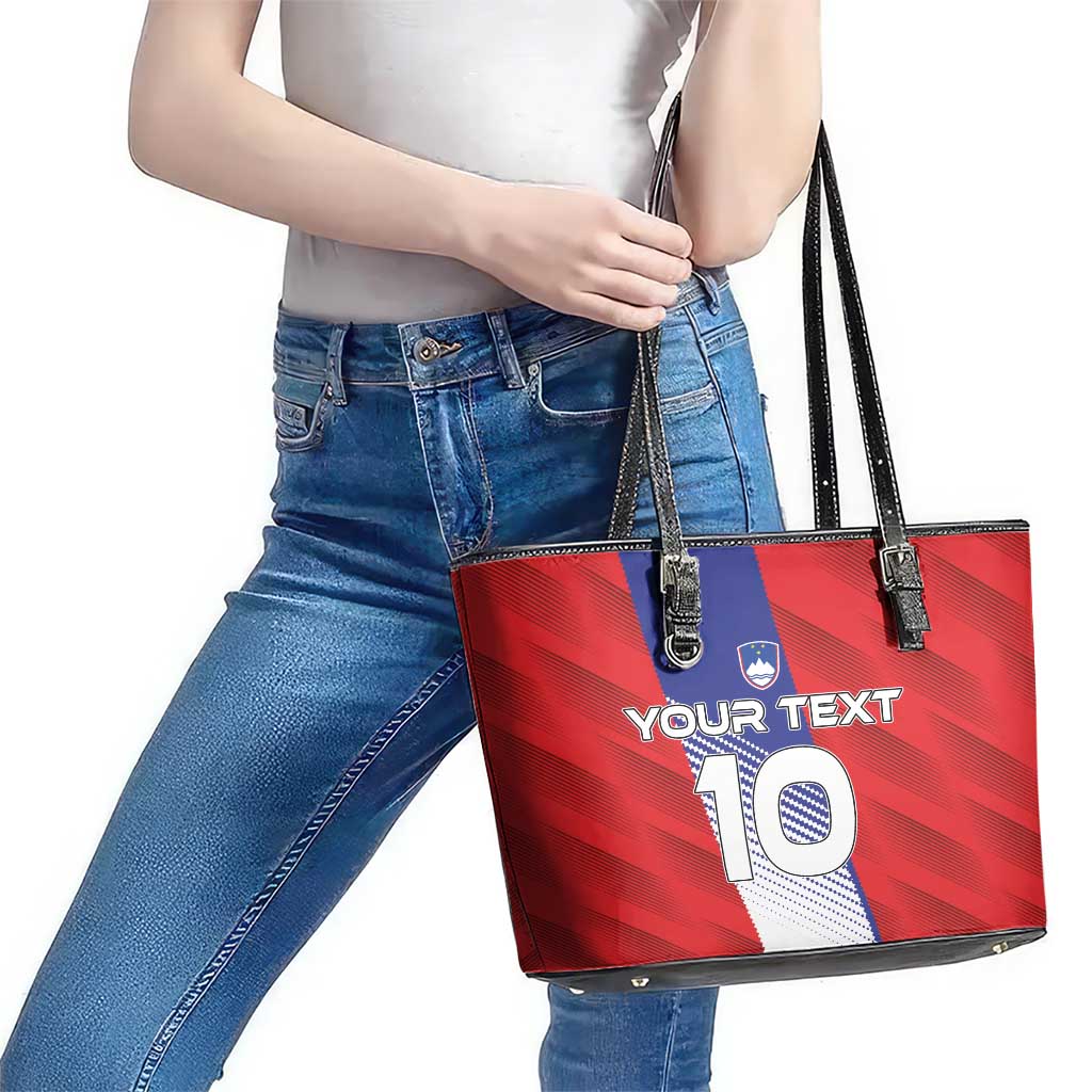 Custom Slovenia Football 2024 Go Champion Leather Tote Bag LT03