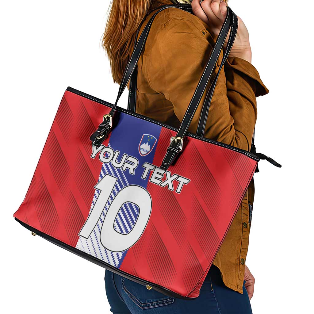 Custom Slovenia Football 2024 Go Champion Leather Tote Bag LT03