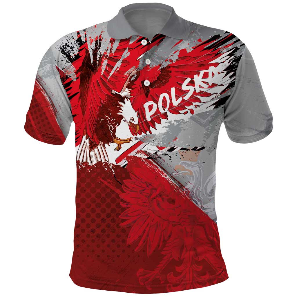 Polska Eagle Polo Shirt Poland Sporty Grunge Style LT03