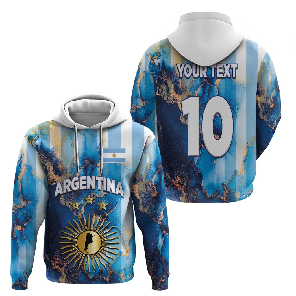 Custom Argentina Football Hoodie La Albiceleste Marble Sky Version LT03