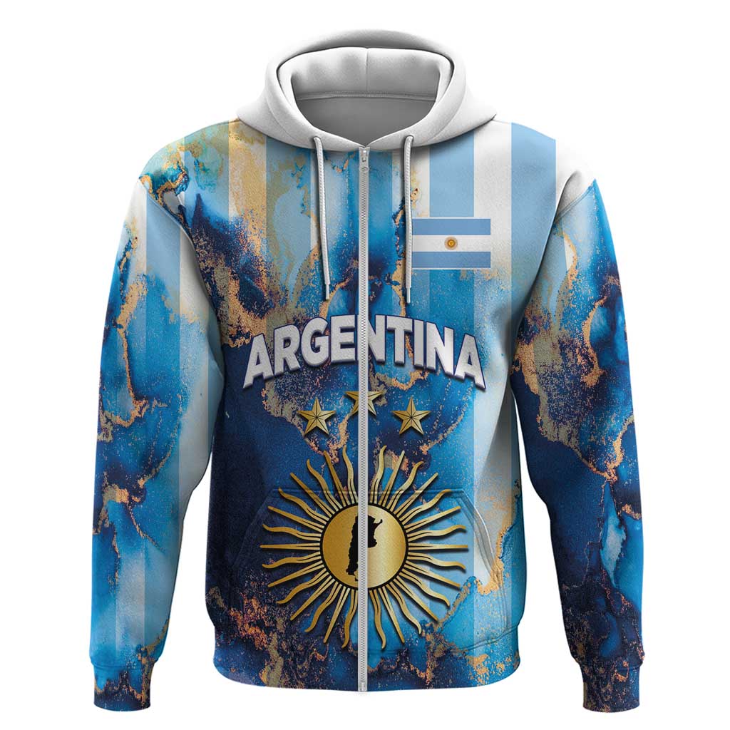 Custom Argentina Football Hoodie La Albiceleste Marble Sky Version LT03