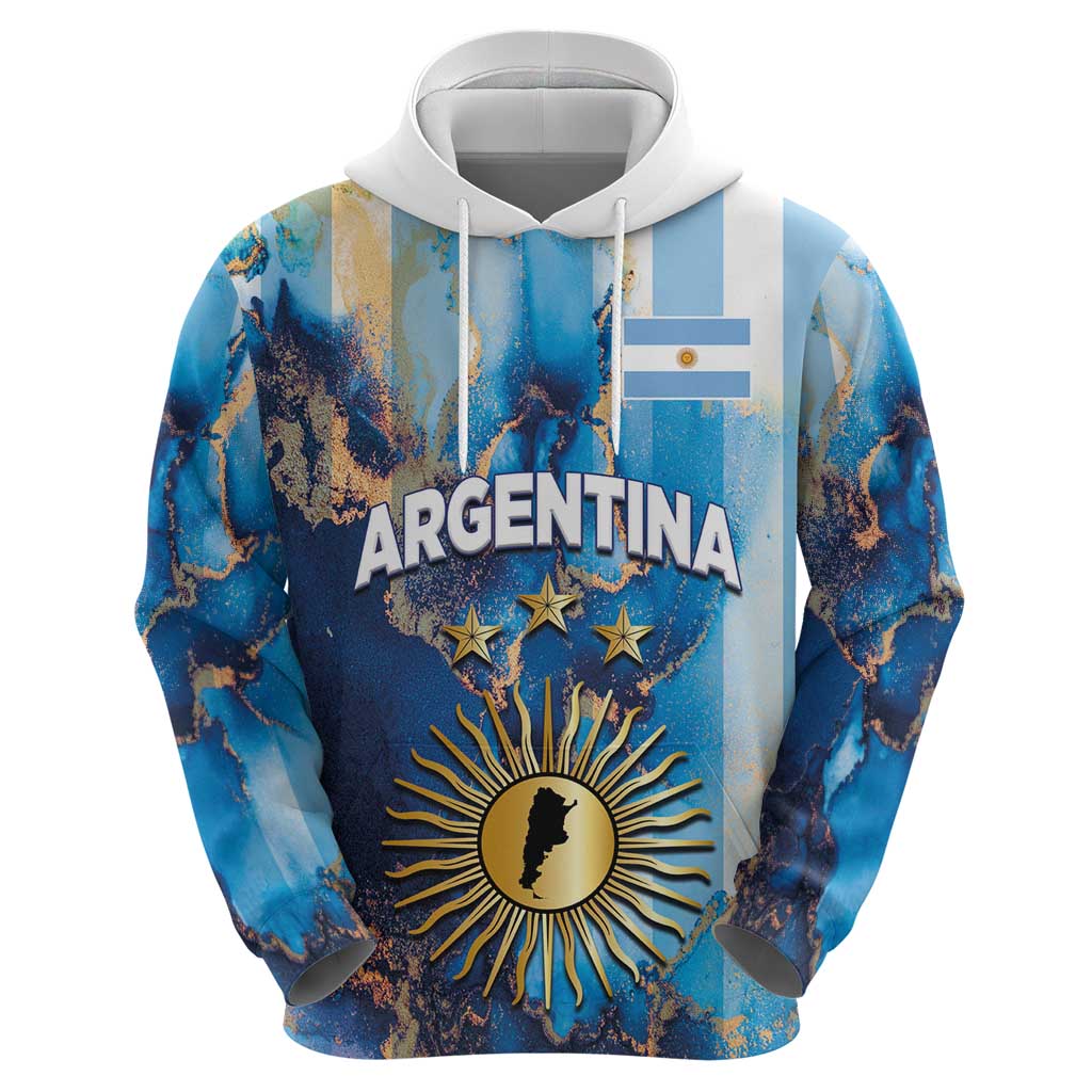 Custom Argentina Football Hoodie La Albiceleste Marble Sky Version LT03