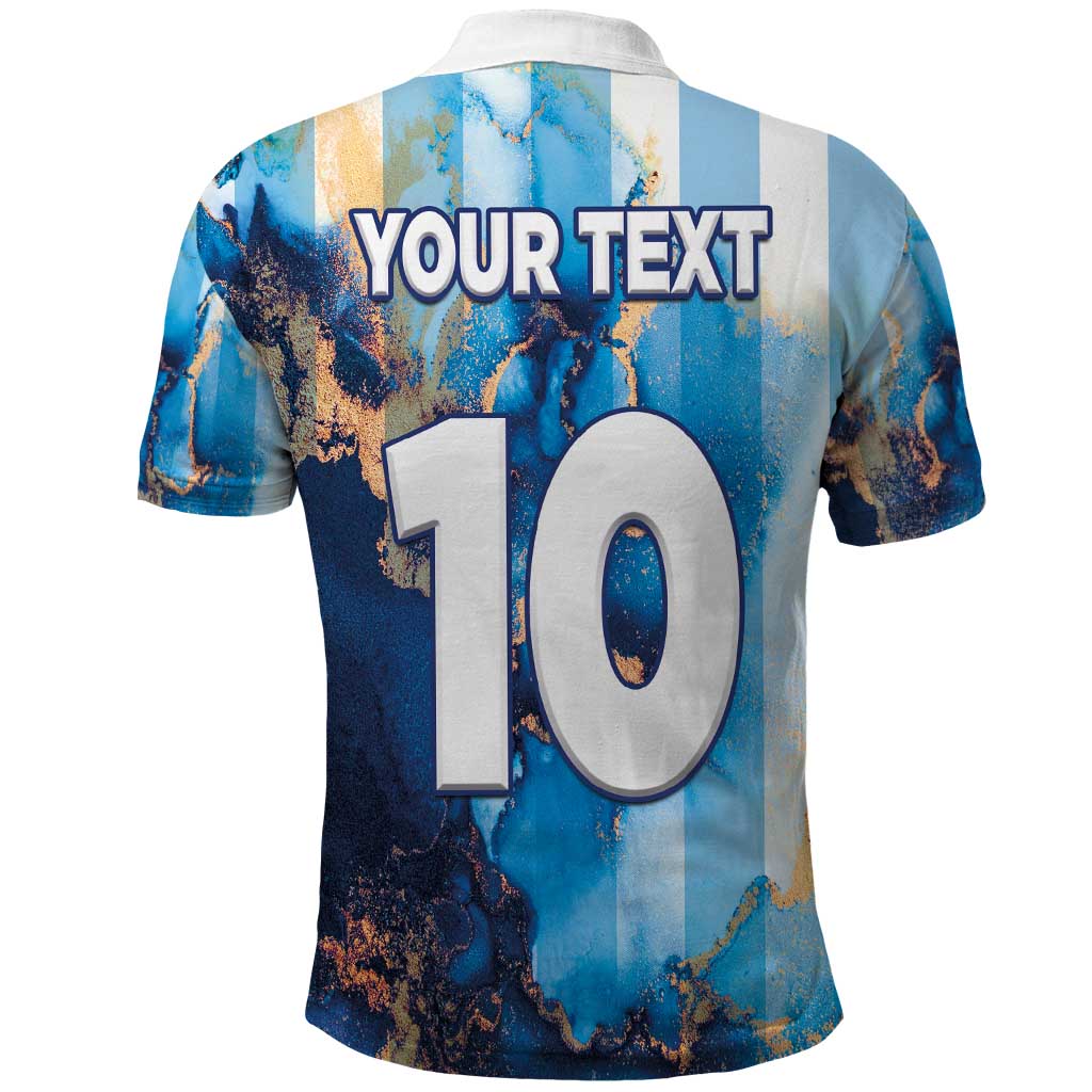 Custom Argentina Football Polo Shirt La Albiceleste Marble Sky Version LT03