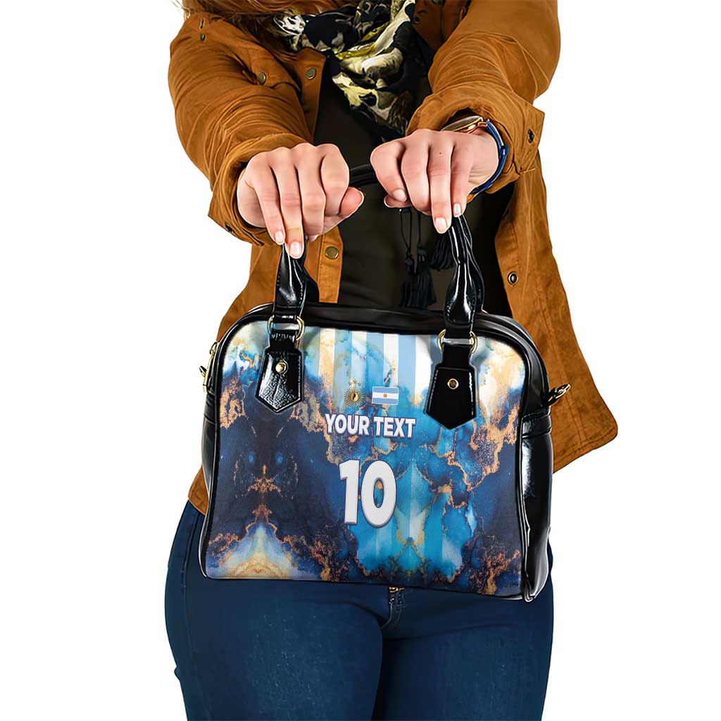 Custom Argentina Football Shoulder Handbag La Albiceleste Marble Sky Version LT03