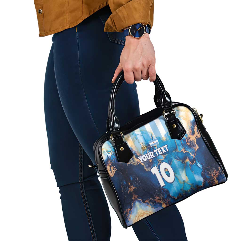 Custom Argentina Football Shoulder Handbag La Albiceleste Marble Sky Version LT03