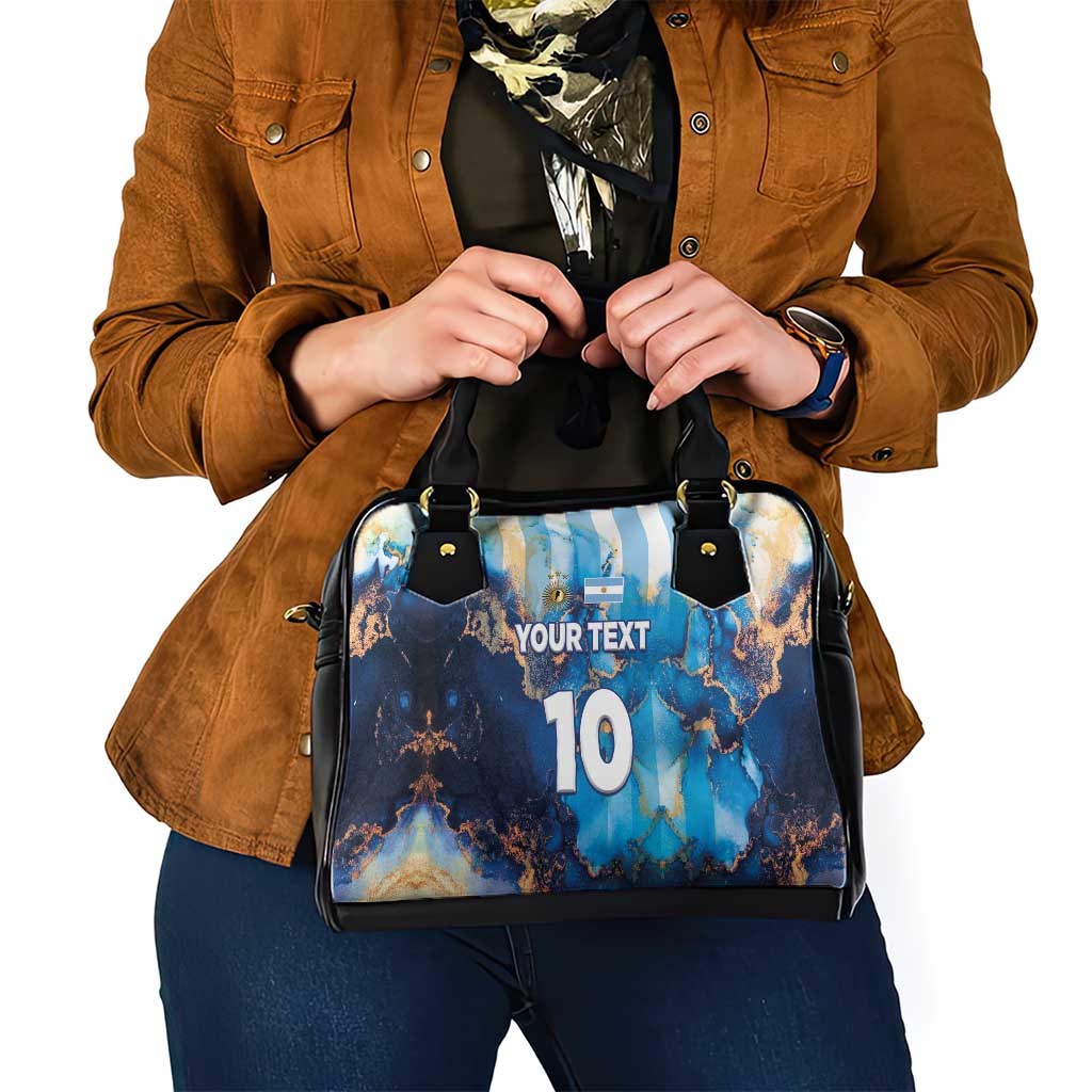 Custom Argentina Football Shoulder Handbag La Albiceleste Marble Sky Version LT03