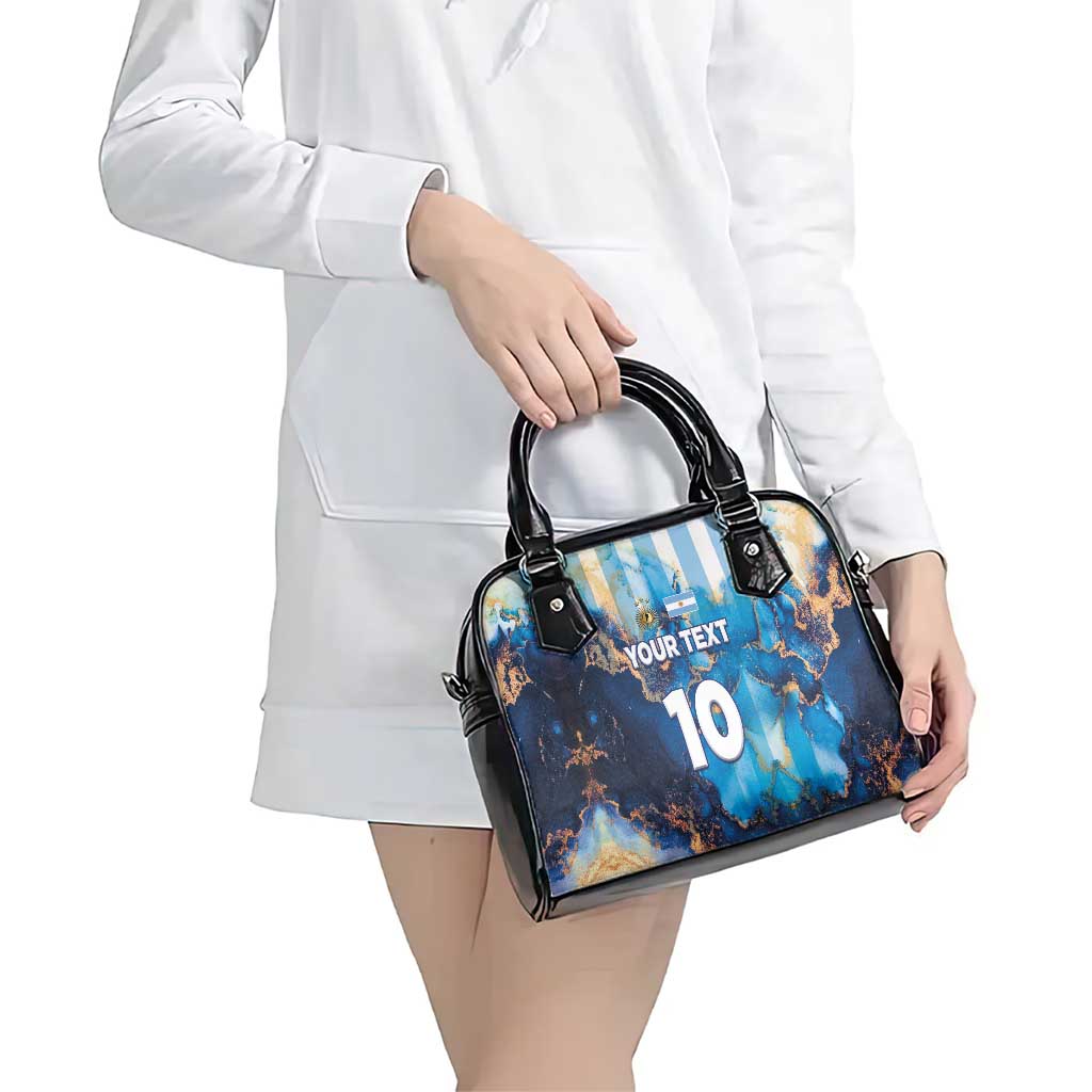 Custom Argentina Football Shoulder Handbag La Albiceleste Marble Sky Version LT03