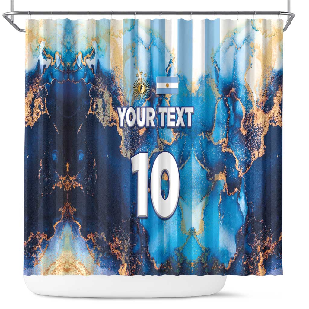 Custom Argentina Football Shower Curtain La Albiceleste Marble Sky Version LT03
