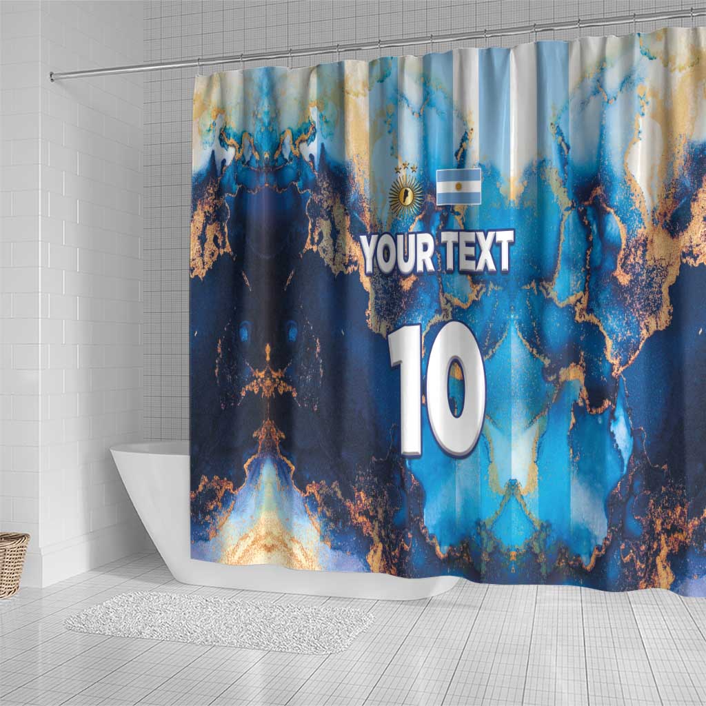 Custom Argentina Football Shower Curtain La Albiceleste Marble Sky Version LT03