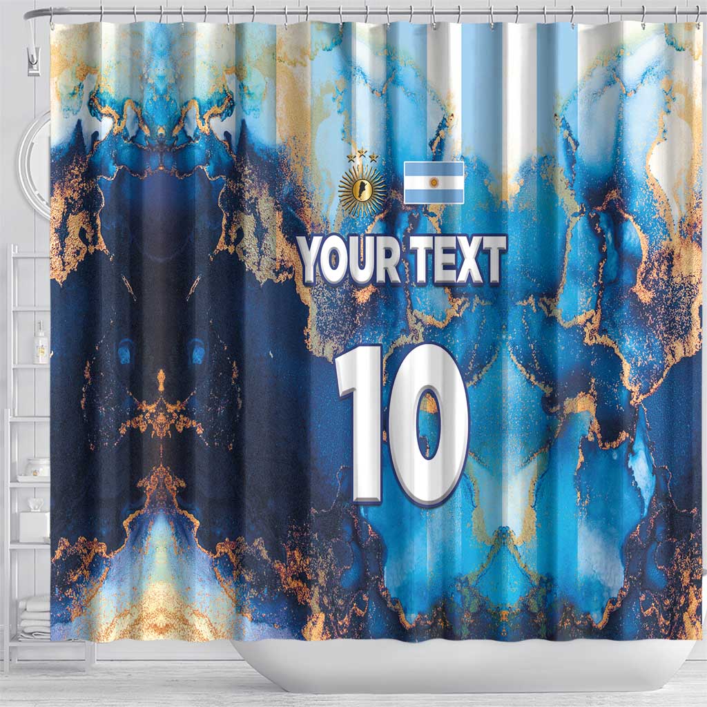 Custom Argentina Football Shower Curtain La Albiceleste Marble Sky Version LT03