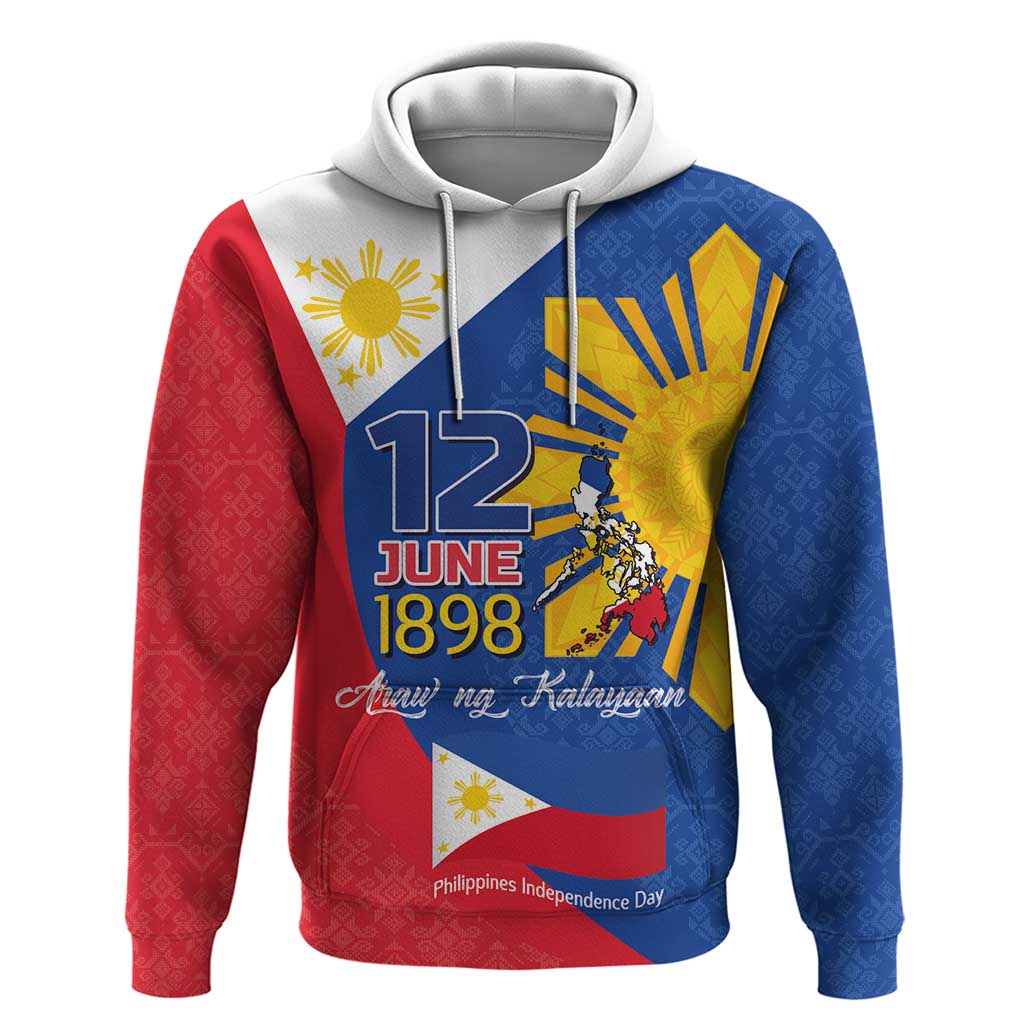 Philippines Independence Day Hoodie Araw ng Kalayaan Polynesian Sun and YAKAN Pattern LT03
