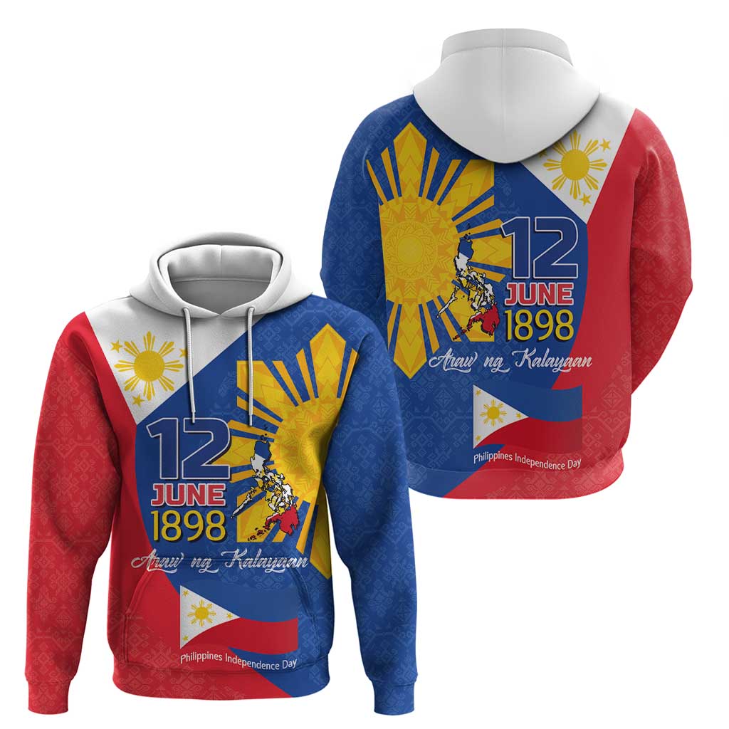Philippines Independence Day Hoodie Araw ng Kalayaan Polynesian Sun and YAKAN Pattern LT03