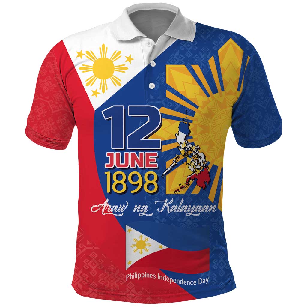 Philippines Independence Day Polo Shirt Araw ng Kalayaan Polynesian Sun and YAKAN Pattern LT03