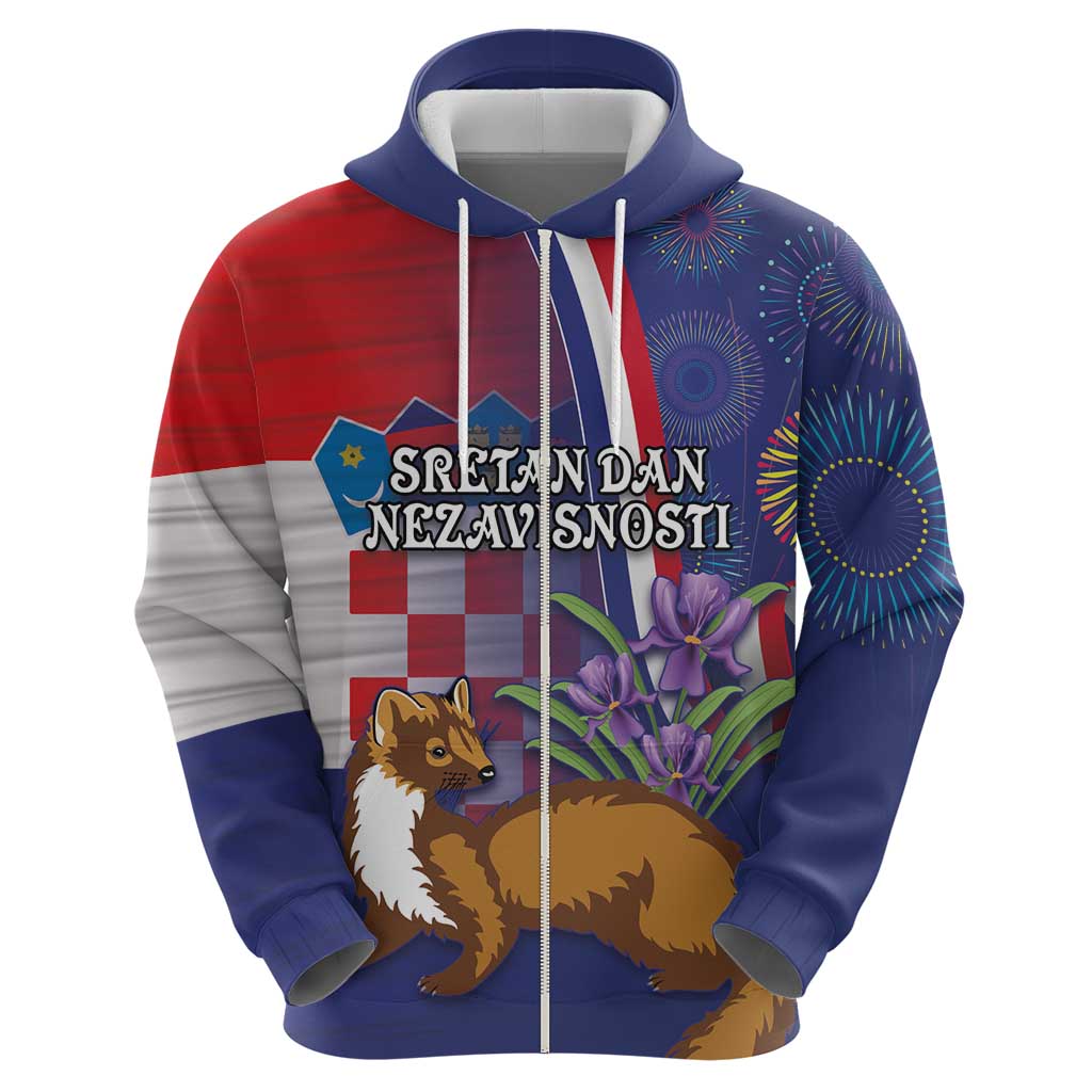 Personalised Croatia Independence Day Hoodie Sretan Dan nezavisnosti With Kuna Zlatica and Perunika LT03