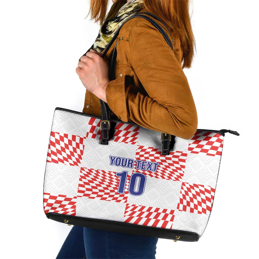 Custom Croatia Football Champion 2024 Leather Tote Bag LT03