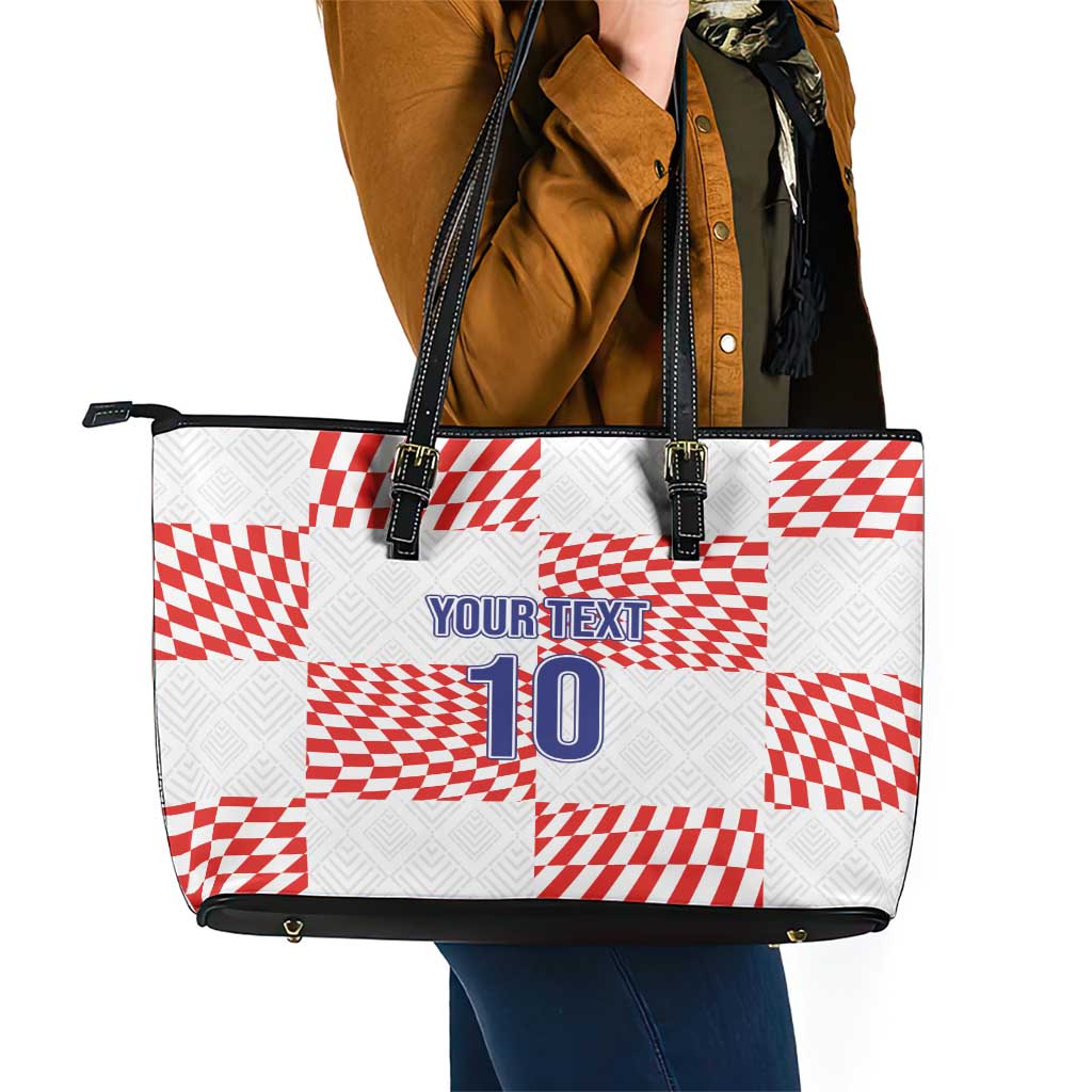 Custom Croatia Football Champion 2024 Leather Tote Bag LT03