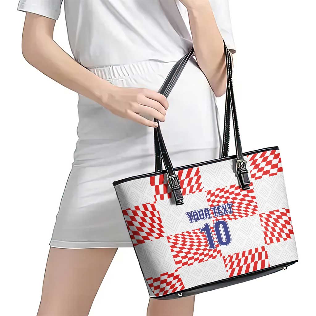 Custom Croatia Football Champion 2024 Leather Tote Bag LT03